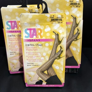 Spanx Black Open-Weave Control-top Tights Sizes B and C